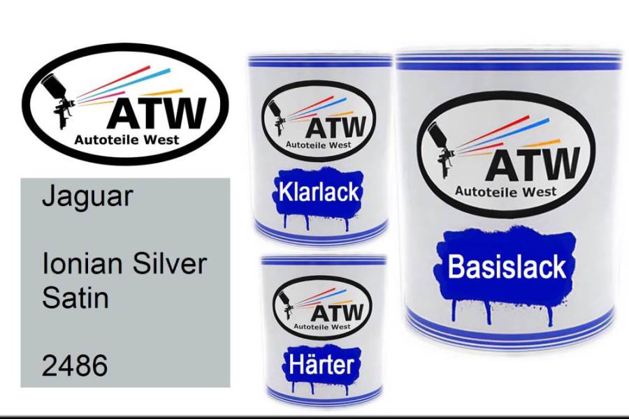 Jaguar, Ionian Silver Satin, 2486: 1L Lackdose + 1L Klarlack + 500ml Härter - Set, von ATW Autoteile West.